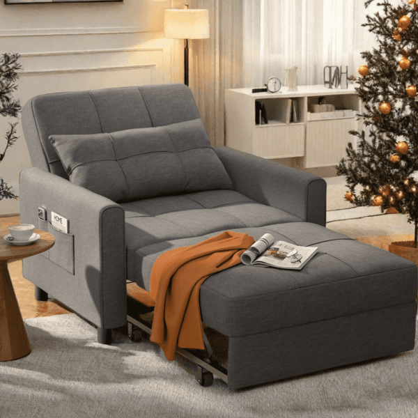 Recliner Chair Convertible Pull Out Couch for Living Room, Dark Gray, Best Gifts for Parents and Home